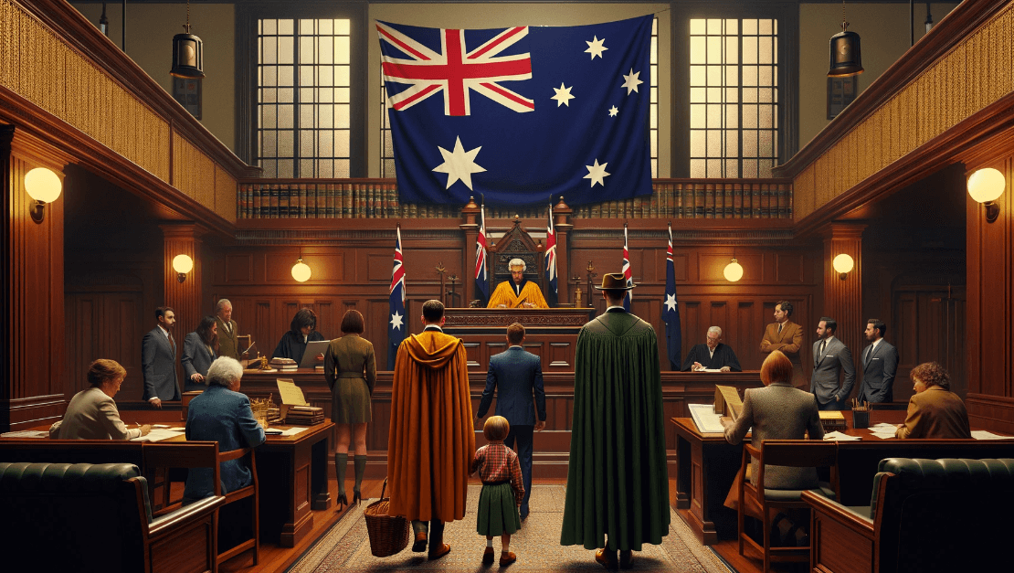 Australian Family Law within a professional and formal Australian courtroom or legal setting (1)